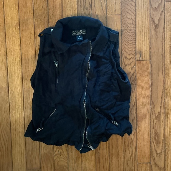 Lucky Brand Other - Lucky black unisex zippered moto vest linen sleeveless pockets adjustable back